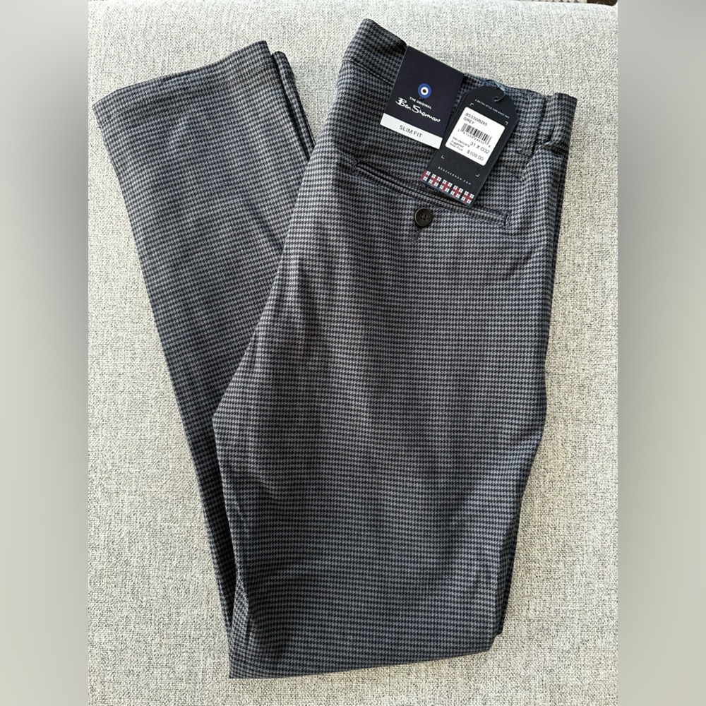 Ben Sherman Black and Gray Patterned Dress Pants
